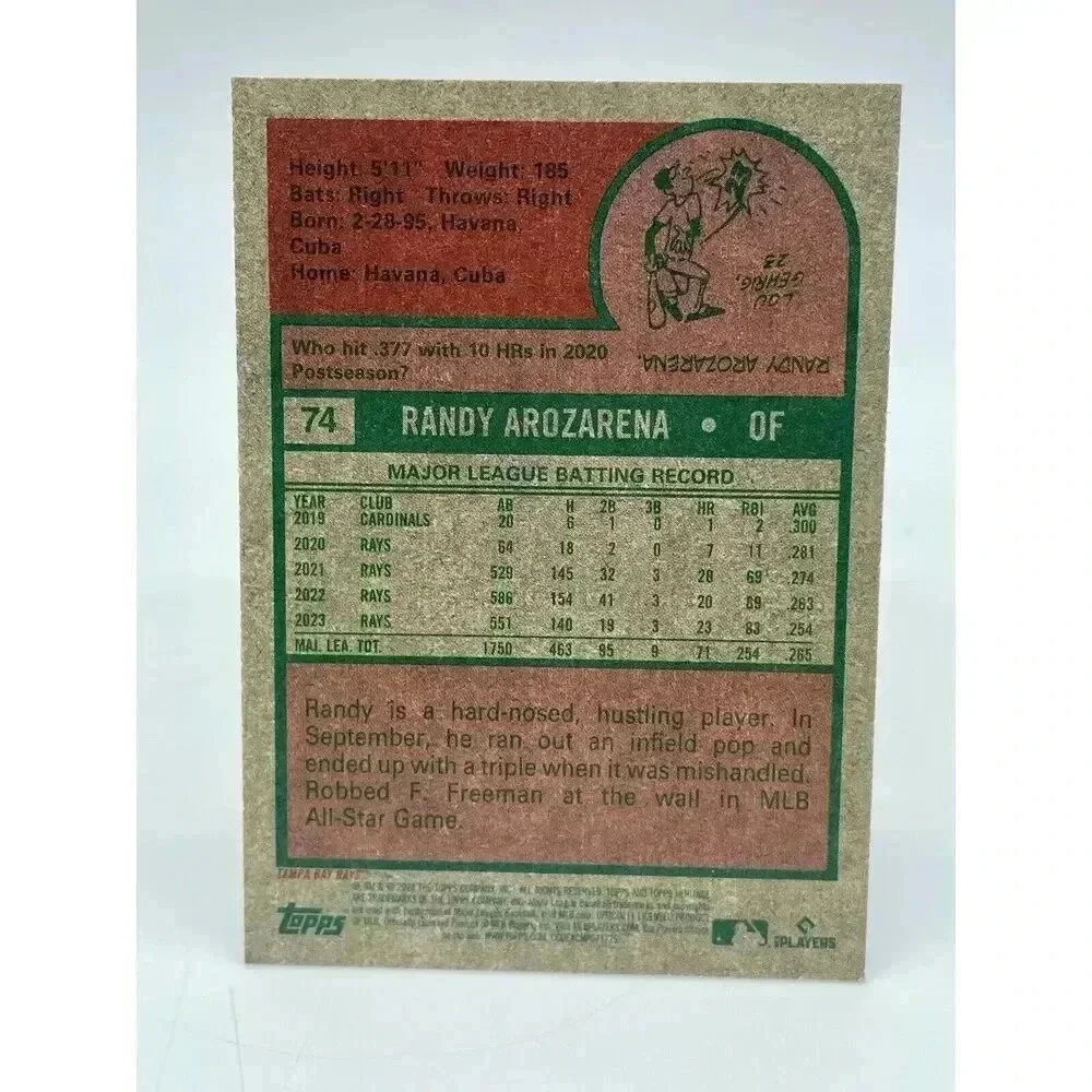 Randy Arozarena #74‎ Tampa Bay Rays 2024 Topps MLB TCG Heritage Mint